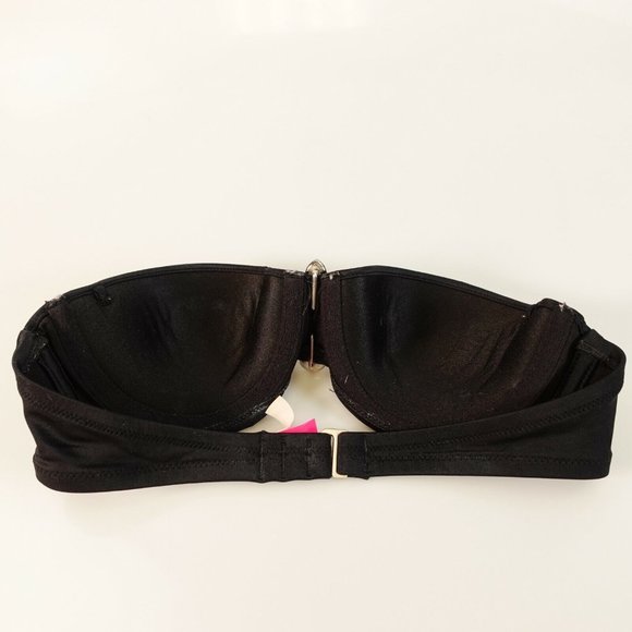 VICTORIA'S SECRET Black Balconette Bra 34A Padded Rhinestone Fabulous Ruched - Picture 6 of 12